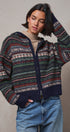 Fair Isle Hooded Zip Cardigan in NAVY - Women's SWEATERS | Urban Daizy
