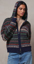 Fair Isle Hooded Zip Cardigan in NAVY - Women's SWEATERS | Urban Daizy
