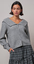 Statement Collar Snap Cardigan in GREY - Women's SWEATERS | Urban Daizy