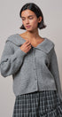 Statement Collar Snap Cardigan in GREY - Women's SWEATERS | Urban Daizy