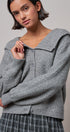 Statement Collar Snap Cardigan in GREY - Women's SWEATERS | Urban Daizy
