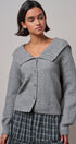 Statement Collar Snap Cardigan in GREY - Women's SWEATERS | Urban Daizy