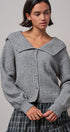 Statement Collar Snap Cardigan in GREY - Women's SWEATERS | Urban Daizy