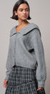 Statement Collar Snap Cardigan in GREY - Women's SWEATERS | Urban Daizy