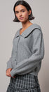 Statement Collar Snap Cardigan in GREY - Women's SWEATERS | Urban Daizy