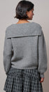 Statement Collar Snap Cardigan in GREY - Women's SWEATERS | Urban Daizy