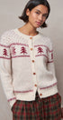 Pine Tree Border Knit Cardigan in IVORY - Women's SWEATERS | Urban Daizy
