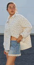Floral Quilted Cotton Jacket With Collar in IVORY - Women's Jackets & Outerwear | Urban Daizy