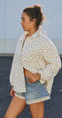 Floral Quilted Cotton Jacket With Collar in IVORY - Women's Jackets & Outerwear | Urban Daizy