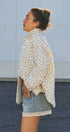 Floral Quilted Cotton Jacket With Collar in IVORY - Women's Jackets & Outerwear | Urban Daizy