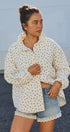 Floral Quilted Cotton Jacket With Collar in IVORY - Women's Jackets & Outerwear | Urban Daizy