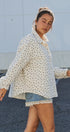 Floral Quilted Cotton Jacket With Collar in IVORY - Women's Jackets & Outerwear | Urban Daizy
