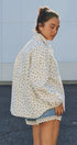 Floral Quilted Cotton Jacket With Collar in IVORY - Women's Jackets & Outerwear | Urban Daizy