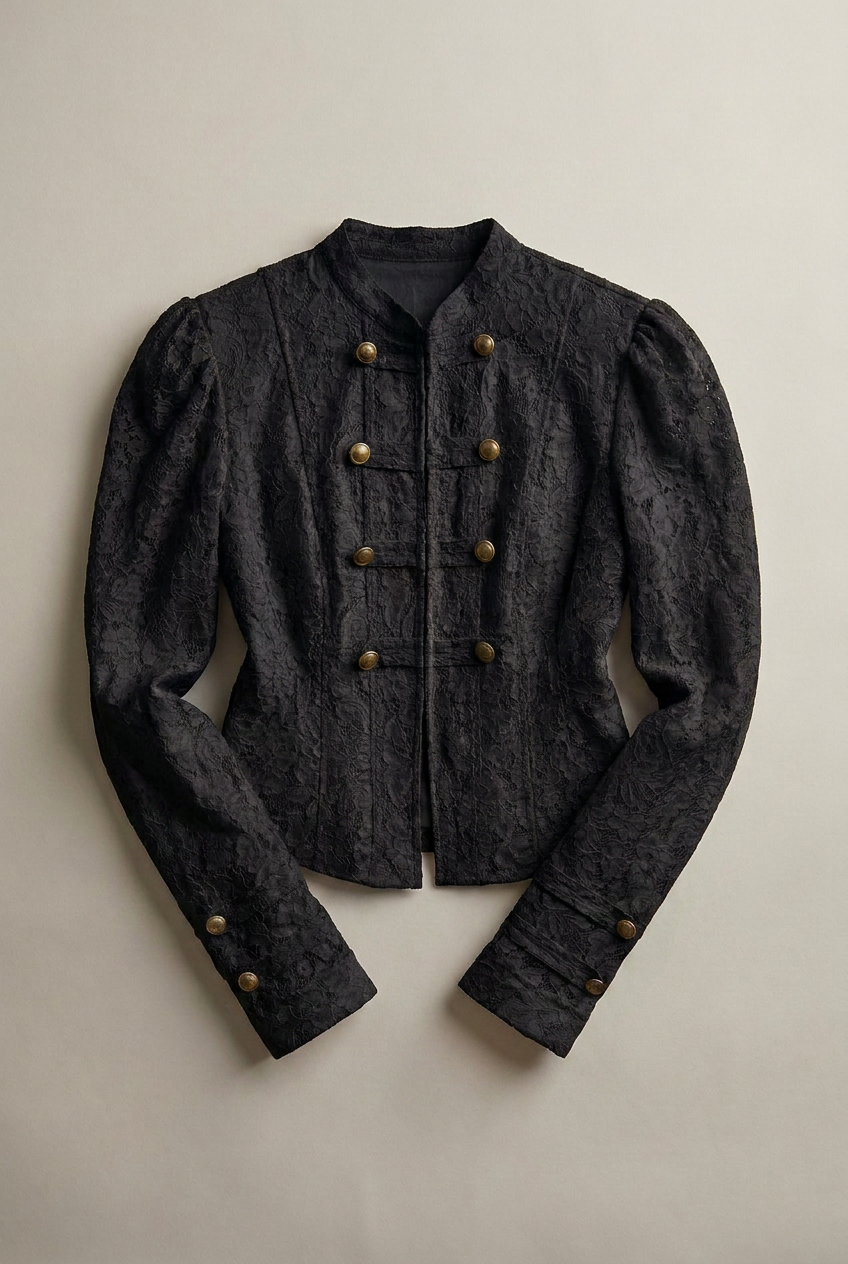 Ivory Lace Military Button Jacket - Women's Jackets & Outerwear | Urban Daizy