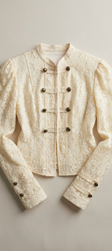 Ivory Lace Military Button Jacket - Women's Jackets & Outerwear | Urban Daizy