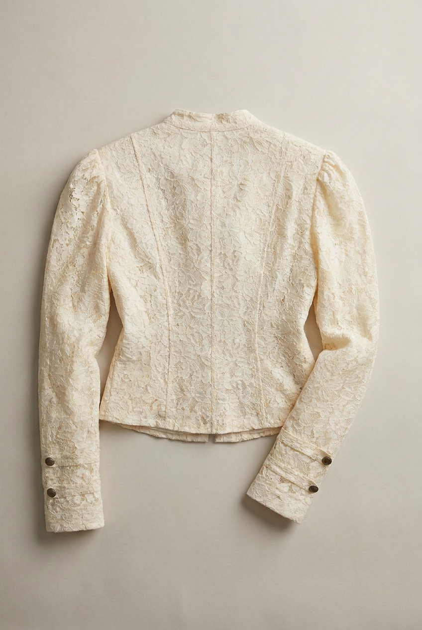 Ivory Lace Military Button Jacket - Women's Jackets & Outerwear | Urban Daizy