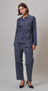  Button-Down Shirt Jacket with Contrast Stitch in NAVY - Women's Jackets & Outerwear | Urban Daizy