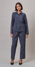  Button-Down Shirt Jacket with Contrast Stitch in NAVY - Women's Jackets & Outerwear | Urban Daizy