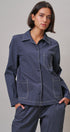  Button-Down Shirt Jacket with Contrast Stitch in NAVY - Women's Jackets & Outerwear | Urban Daizy