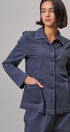  Button-Down Shirt Jacket with Contrast Stitch in NAVY - Women's Jackets & Outerwear | Urban Daizy