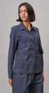  Button-Down Shirt Jacket with Contrast Stitch in NAVY - Women's Jackets & Outerwear | Urban Daizy