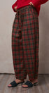 Plaid Drawstring Tapered Wool-Blend Pants - Women's Pants | Urban Daizy