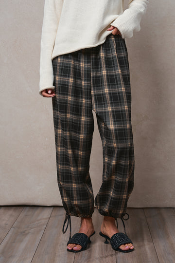 Plaid Flannel Balloon Jogger Pants