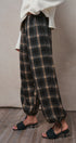 Plaid Flannel Elastic Waist Jogger Pants in BLACK - Women's Pants | Urban Daizy