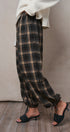 Plaid Flannel Elastic Waist Jogger Pants in BLACK - Women's Pants | Urban Daizy