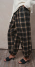 Plaid Flannel Elastic Waist Jogger Pants in BLACK - Women's Pants | Urban Daizy