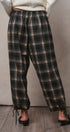 Plaid Flannel Elastic Waist Jogger Pants in BLACK - Women's Pants | Urban Daizy
