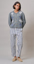 Navy Stripe Cropped Wide Leg Trousers in IVORY NAVY - Women's Pants | Urban Daizy