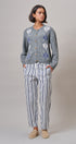 Navy Stripe Cropped Wide Leg Trousers in IVORY NAVY - Women's Pants | Urban Daizy