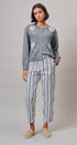 Navy Stripe Cropped Wide Leg Trousers in IVORY NAVY - Women's Pants | Urban Daizy