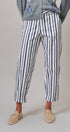 Navy Stripe Cropped Wide Leg Trousers in IVORY NAVY - Women's Pants | Urban Daizy