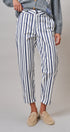 Navy Stripe Cropped Wide Leg Trousers in IVORY NAVY - Women's Pants | Urban Daizy