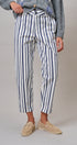 Navy Stripe Cropped Wide Leg Trousers in IVORY NAVY - Women's Pants | Urban Daizy