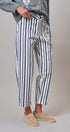 Navy Stripe Cropped Wide Leg Trousers in IVORY NAVY - Women's Pants | Urban Daizy