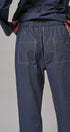 Elastic Waist Contrast Stitch Woven Pants in NAVY - Women's Pants | Urban Daizy