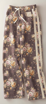 Floral Print Side Stripe Wide Leg Pants in BROWN - Women's Pants | Urban Daizy