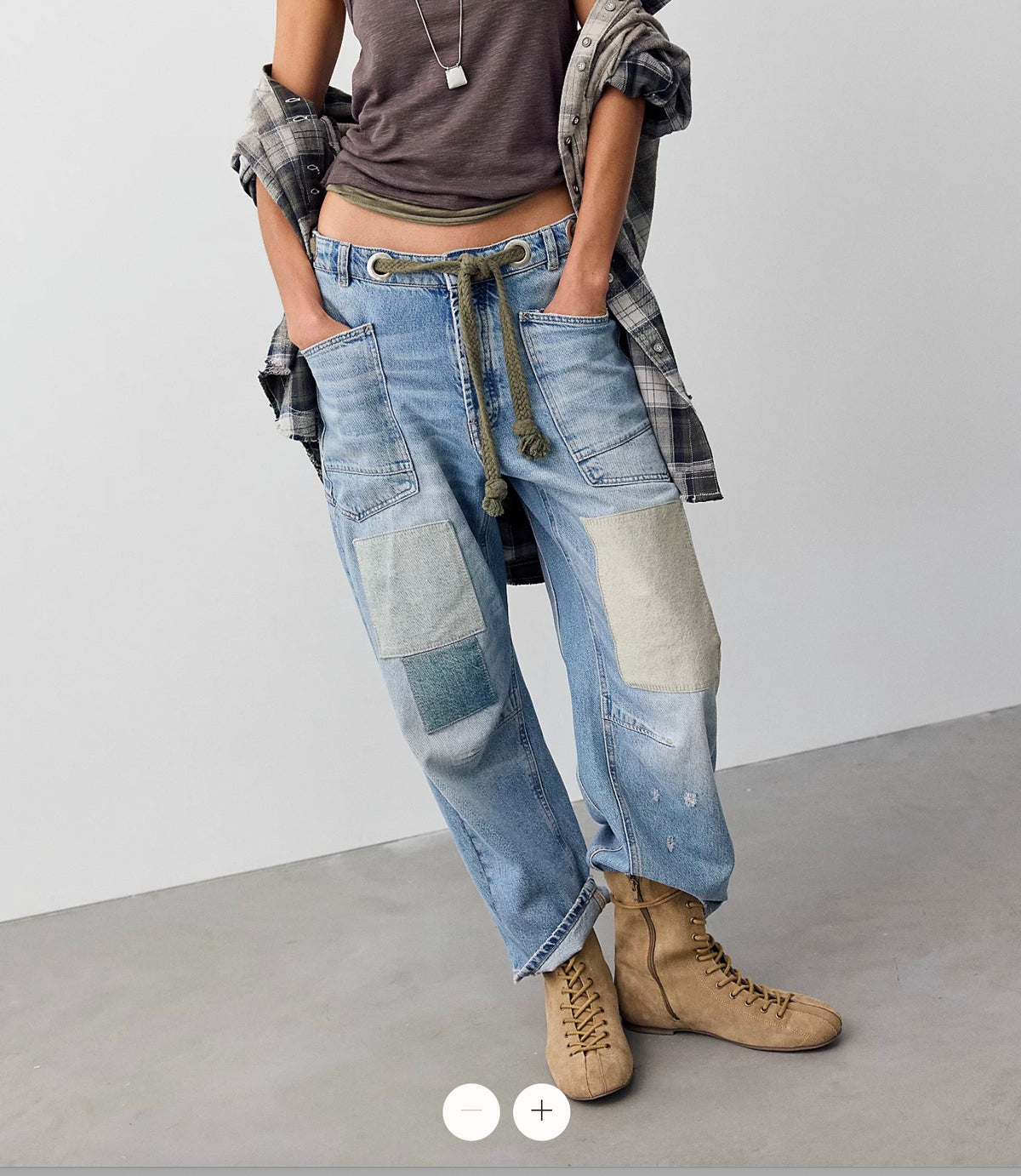Field Note Patchwork Denim Pants - Women's Pants | Urban Daizy