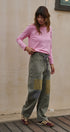 Field Note Patchwork Denim Pants in VINTAGE GREEN - Women's Pants | Urban Daizy