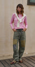 Field Note Patchwork Denim Pants in VINTAGE GREEN - Women's Pants | Urban Daizy