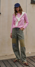 Field Note Patchwork Denim Pants in VINTAGE GREEN - Women's Pants | Urban Daizy