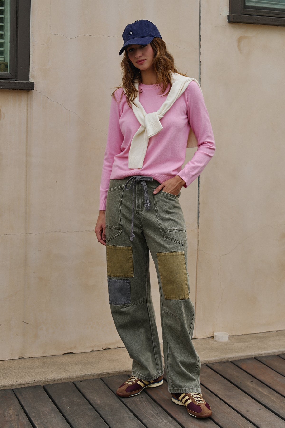 Field Note Patchwork Denim Pants in VINTAGE GREEN - Women's Pants | Urban Daizy