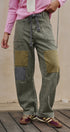Field Note Patchwork Denim Pants in VINTAGE GREEN - Women's Pants | Urban Daizy