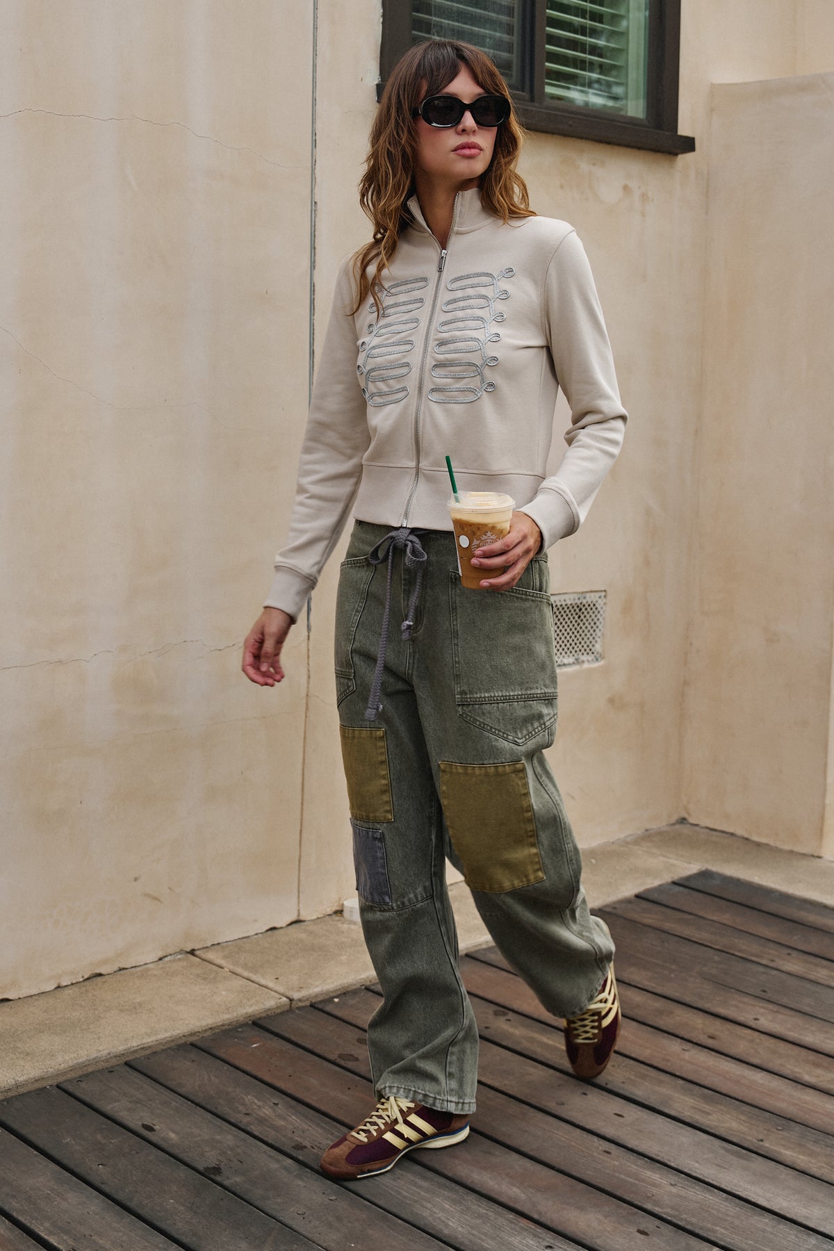 Field Note Patchwork Denim Pants in VINTAGE GREEN - Women's Pants | Urban Daizy