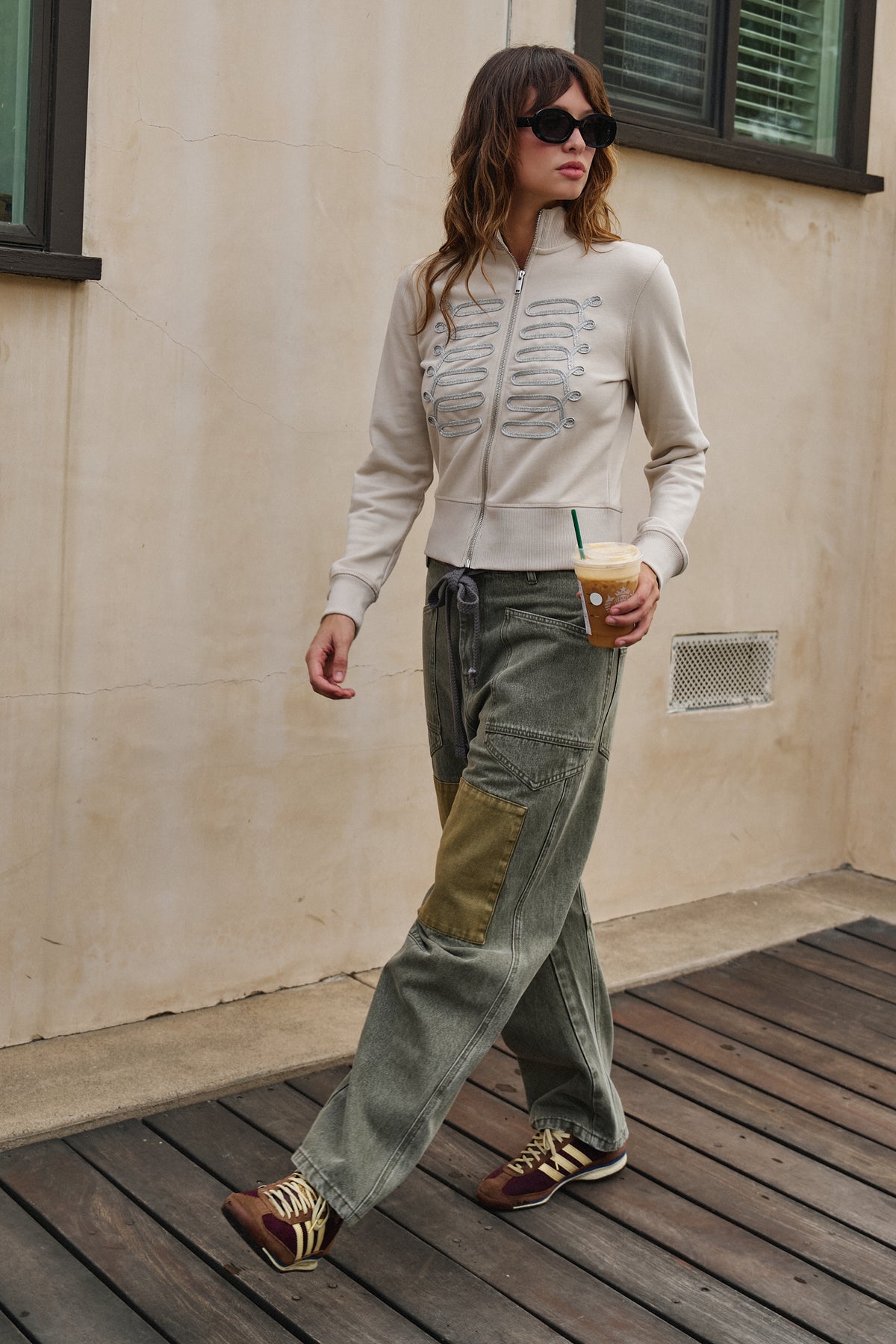 Field Note Patchwork Denim Pants in VINTAGE GREEN - Women's Pants | Urban Daizy