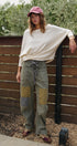 Field Note Patchwork Denim Pants in VINTAGE GREEN - Women's Pants | Urban Daizy