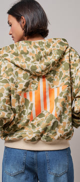 Camo Print Zip-Up Hoodie in CAMO - Women's Shorts | Urban Daizy